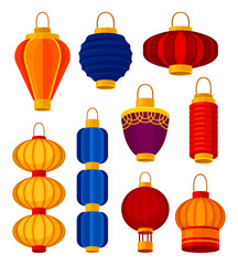 Wall Mural - Colorful chinese lanterns. Design element and Asian traditions.