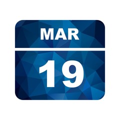 March 19th Date on a Single Day Calendar