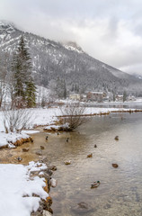 Wall Mural - Hintersee at winter time