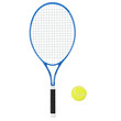 © savanno - Tennis racket with yellow ball. 3d vector illustration isolated