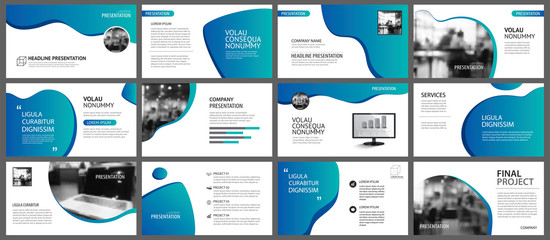 Presentation and slide layout background. Design blue and green gradient template. Use for business annual report, flyer, marketing, leaflet, advertising, brochure, modern style.