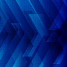 Abstract Blue Tech Background With Big Arrows Sign Digital And Stripes Technology Concept. Space For Your Text.