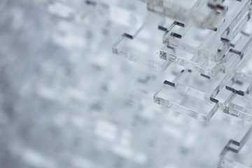 abstract high-tech geometrical background. details of transparent plastic or glass. laser cutting of