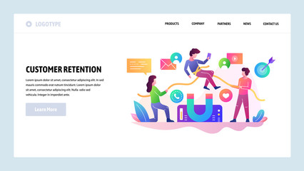 Wall Mural - vector web site design template. customer retention and loyalty concept. business marketing, client 