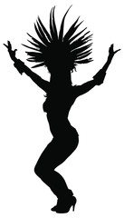 Wall Mural - Brazil carnival dancer vector silhouette isolated on white background. Rio De Janeiro street carnival entertainment. Attractive lady in costume ball. Pretty woman sensual erotic dance.