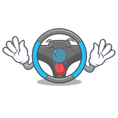 Sticker - Tongue out miniature steering wheel in cartoon shape