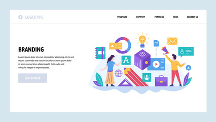 Wall Mural - Vector web site design template. Branding, digital marketing and company identity. Brand business. Landing page concepts for website and mobile development. Modern flat illustration