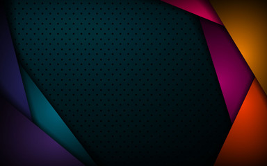Wall Mural - colorful background vector overlap layer on dark blue circle pattern. futuristic colorful overlap ge