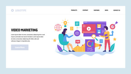 Wall Mural - vector web site design template. video marketing and digital advertising, social media target ad. la
