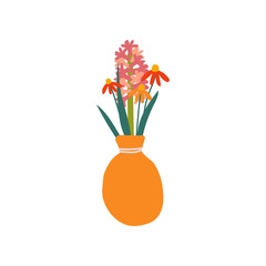 Sticker - Beautiful Spring or Summer Flowers in Vase Vector Illustration