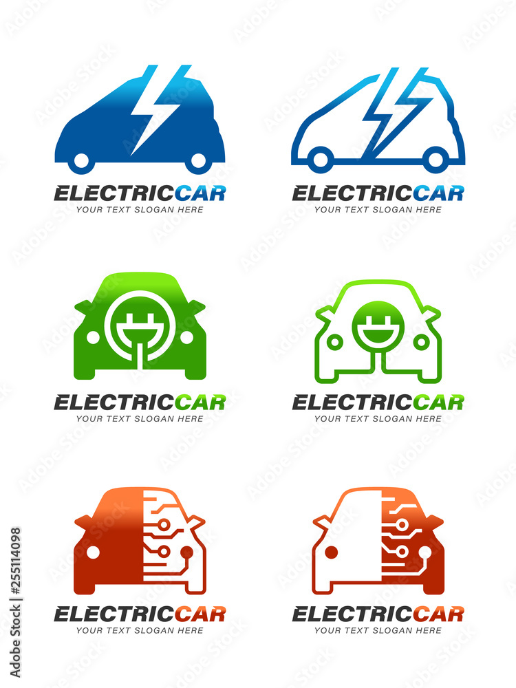Electric car logo sign vector set design Stock Vector | Adobe Stock