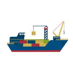 Sticker - Tanker Cargo Ship with Containers. Vector Illustration