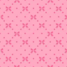 Vector Seamless Pattern With Beautiful Bows On Pink Background