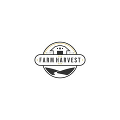 Wall Mural - vintage farm harvest logo designs with the rivers
