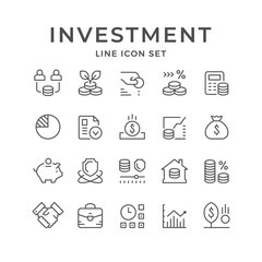 Set line icons of investment