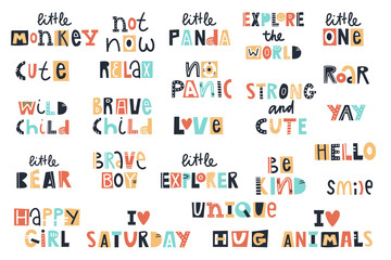 Big kids collection of lettering phrases. Vector illustration