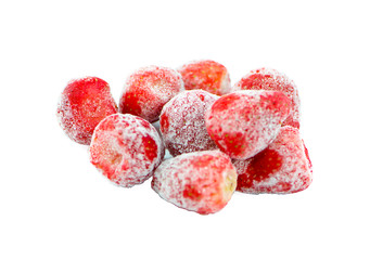 frozen strawberries an isolated on white background