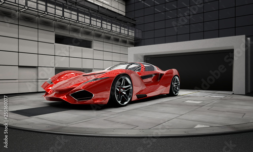 red-future-prototype-car-in-a-testlab