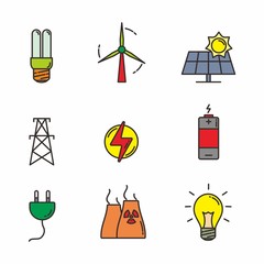Canvas Print - Set of electricity related vector illustration, set of electricity related icon 