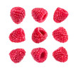 Raspberry collection. Raspberries isolated on white background with clipping path. Seamless Pattern