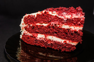 Red Velvet Cake sliced in a piece 