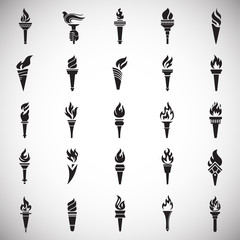 Torch icons set on white background for graphic and web design. Simple vector sign. Internet concept symbol for website button or mobile app.