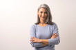 © Svyatoslav Lypynskyy - Mongolian Fine Gray Haired Woman on a White Background.
