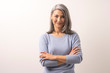 Beautiful grey-haired woman with crossed arms