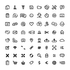 Naive style icon set. Doodle ink Set of icons with elements for mobile concepts and web apps. Vector hand drawn naive style line icons.