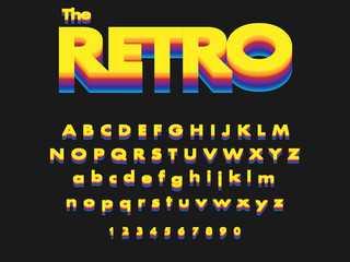  Retro bold font and alphabet 