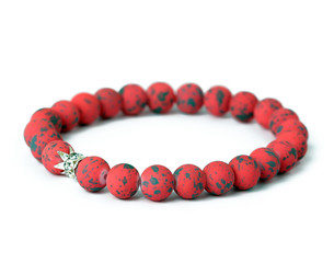 Wall Mural - Stone bracelet red with white background. 