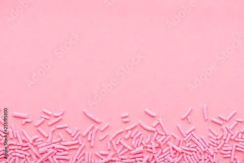 greeting background of soft sprinkles over pink, festive invitation for Valen...