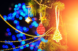 Fototapeta Mosty linowy / wiszący - New Year's Christmas Tree