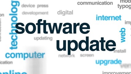 Wall Mural - software update animated word cloud. kinetic typography.