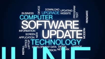 Wall Mural - software update animated word cloud. kinetic typography.