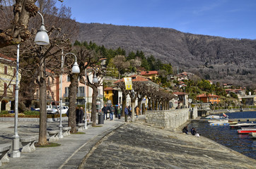 Wall Mural - Mergozzo, Piedmont, Italy. March 2019. The lakefront