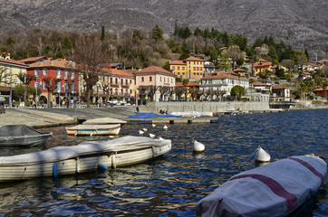 Wall Mural - Mergozzo, Piedmont, Italy. March 2019. The lakefront