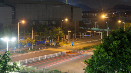 traffic in the city at night