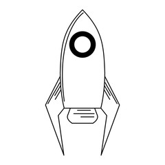 Sticker - Rocket spaceship symbol isolated in black and white