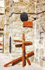 The street Via dolorosa, 4th Station of the Cross, Jerusalem, Israel, 4th Station of the Cross