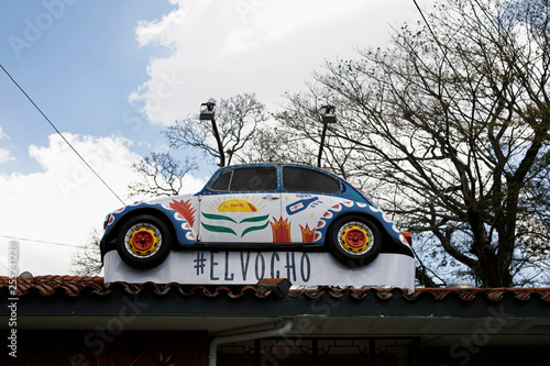 A Volkswagen Beetle Is Used As Decoration At El Pinche Restaurant