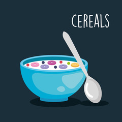 Poster - delicious cereal breakfast food with spoon