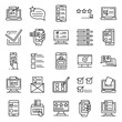 © ylivdesign - Online vote icons set. Outline set of online vote vector icons for web design isolated on white background