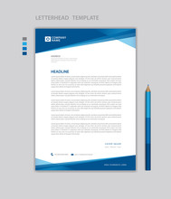 Letterhead Template Vector,  Minimalist Style, Printing Design, Business Template, Flyer Layout, Blue Concept Background