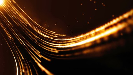 Wall Mural - glitter particles in orbit stream. golden rays flow. creative concept for party texture. victory cel