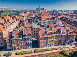 Wall Mural - Aerial view of the old city in Warsaw. Beautiful European City. HDR - high dynamic range.