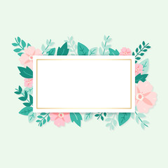 Wall Mural - Spring flora mockupl frame illustration