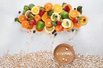 Vitamins in fruits and vegetables and vitamin pills