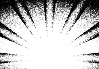 Wall Mural - Abstract sun rays with dotwork retro or tattoo style