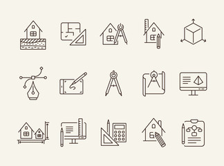 Wall Mural - Home project line icon set